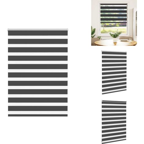 Store zèbre noir 95x100 cm largeur du tissu 90,9 cm polyester - Store Zébré - Stores Zébrés - Store À Enrouleur Zébré - Double Store À Enrouleur (1/5)