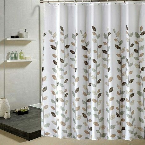 Nazalus-Hot Sale-Weißer Duschvorhang 180 x 200 cm, wasserdichter Polyesterstoff, schimmelresistent, maschinenwaschbar, dekorativer langer Badewannen-Badezimmervorhang