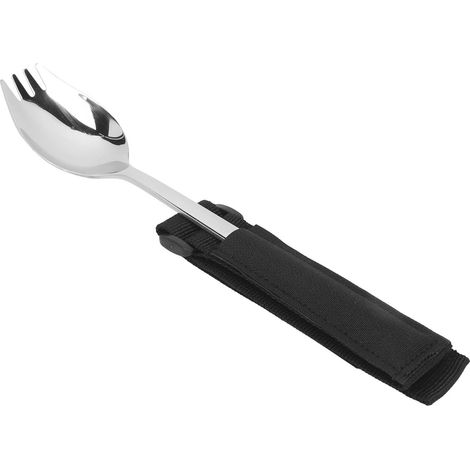 Fourchette et cuillère adaptatives antidérapantes, manche lesté, en acier inoxydable, pour personnes handicapées souffrant de tremblements ou d'arthrite, avec dragonne. (1/5)