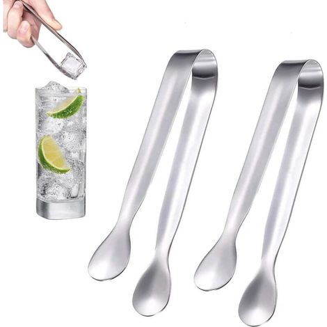 Lot de 2 pinces à sucre en acier inoxydable pour bar à bonbons, pinces à glace, pinces à sucre et glaçons, pinces à dessert, pour buffet Argenté (1/5)