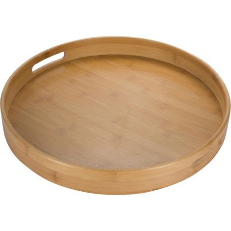 Plateau de service rond en bambou avec poignées, Frandis, diamètre 40 cm (1/5)