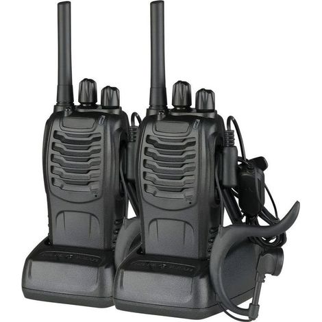 Talkie-walkie Baofeng BF-88E - Fréquences PMR européennes - Communication extérieure sans fil - Set double avec écouteurs et cable USB - Idéal pour activités en plein air