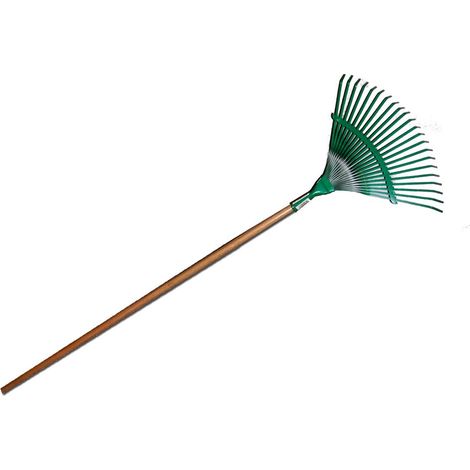 Rastrello da giardino fisso in metallo con manico in legno 110L