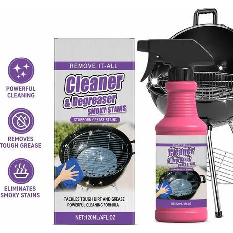 Spray nettoyant pour barbecue, 120 ml – Dégraissant puissant, élimine la graisse et les résidus de charbon – Nettoyage rapide des salissures tenaces – Agent nettoyant efficace (1/5)