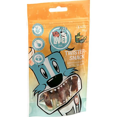 Lov&Ed Twister-Snack Ente, 70g - Kau-Leckerli für Hunde