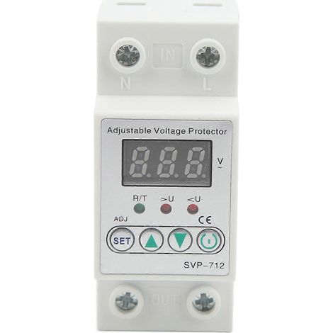 Dispositif de protection contre les surtensions et les sous-tensions avec fonction de protection de tension réglable, temporisation et réinitialisation automatiques (220 V)