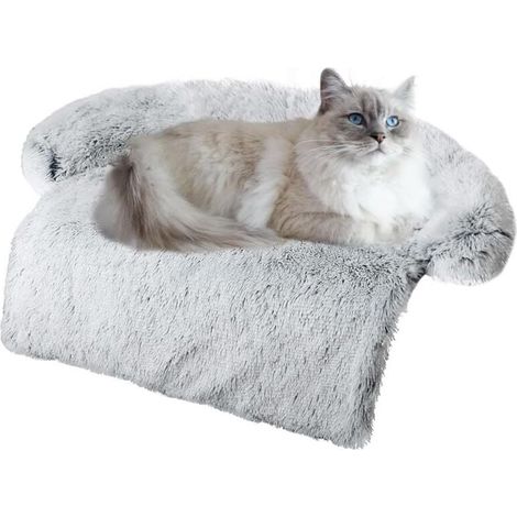 Tapis de relaxation en peluche amovible et lavable avec doublure imperméable, adapté aux chiens et chats de petite, moyenne et grande taille (gris, 80 x 75 x 14 cm). (1/4)