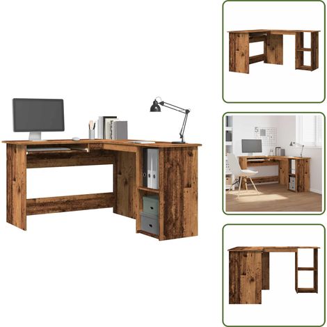 Scrivania moderna - vidaXL Scrivania Angolare Legno Antico 120x140x75 cm Legno Multistrato - Scrivania in truciolato