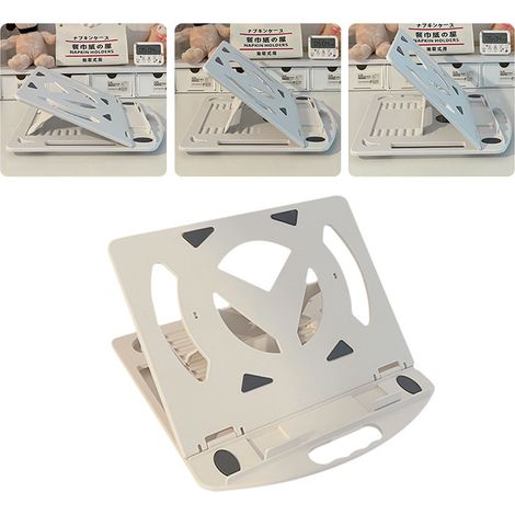 Laptopständer – Verstellbar, Y-förmig, tragbar und abnehmbar mit Handyhalterung – Weiß – 344 g – 28 x 27,5 cm – Enthält 1 Stück (1/5)