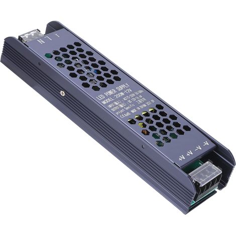 12V 200W LED-Netzteil, schwarzer Transformator, langer Streifen, wasserdichter Treiber, AC175-250V Konverter, 16,6A, für Lichtstreifen und Strahler. (1/5)