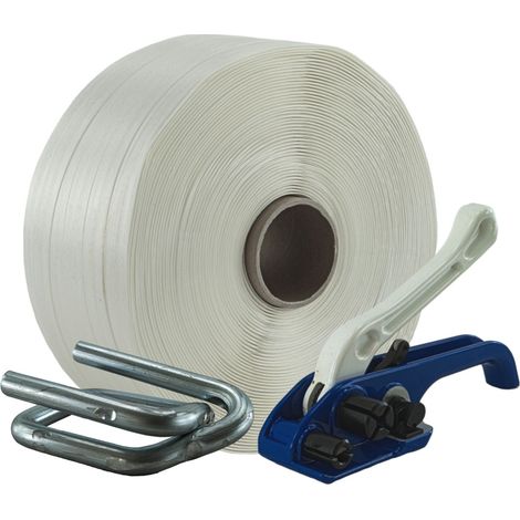 25 mm Textil Polyester Umreifung Set Umreifungsband Bandspanner Metallklemmen (1/4)