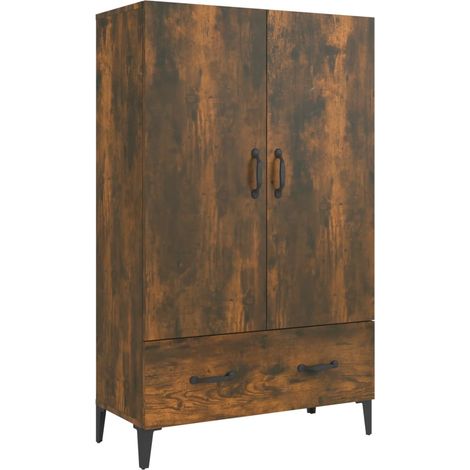 Buffet haut Meuble de rangement Chêne fumé 70x31x115 cm Bois d'ingénierie (1/5)