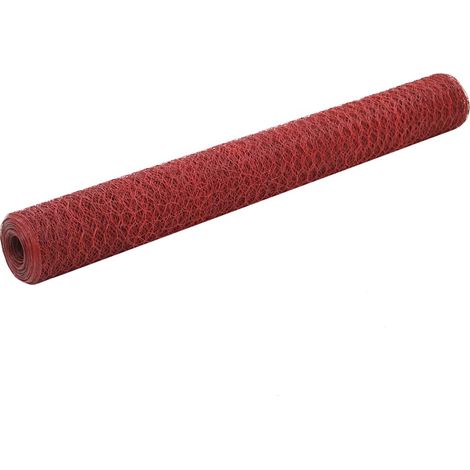 Clôture en fil d'acier avec revêtement PVC, 25 x 1,2 m, rouge