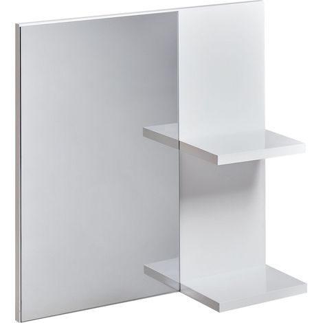 Specchio da parete per bagno con mensole Bianco Pelotas