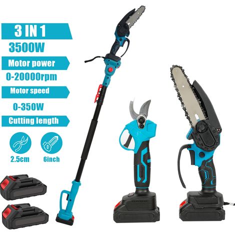 Sécateur Électrique et Tronçonneuse Télescopique 3 en 1 – Outil de Coupe Sans Balais, Élagage d’Arbres, Livré avec 2 Batteries, Compatible Makita 18V (1/5)