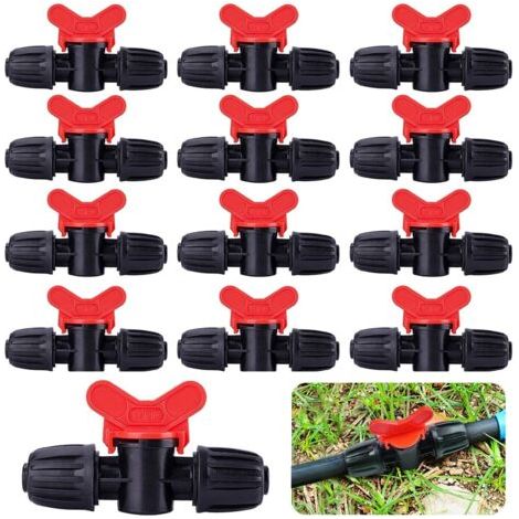 20 Pièces Vanne Commutateur d'Irrigation Goutte Tube d'Irrigation PE 16 mm Raccords Verrouillage Barbelés Vannes Connecteurs Tuyau Vanne Barbelée Jardin - Arrêter/Activer Le Débit d'Eau (1/5)