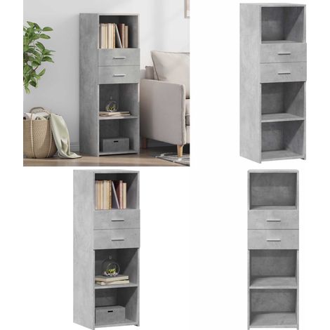 Buffet haut gris béton 40x42,5x124 cm bois d'ingénierie - Buffet Design Intemporel - Meuble Rangement Cuisine - Commode Gris - Buffet Industriel - Meuble Salon - Home & Living (1/5)