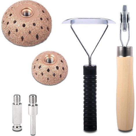 Kit de herramientas de reparación de neumáticos de 4 piezas – Discos abrasivos de acero de tungsteno de 40 mm x 55 mm, rodillo de reparación y raspador para reparar, lijar y pulir neumáticos de coche (1/5)