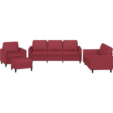 Maison Exclusive - Ensemble de canapés 4 pcs et coussins Rouge bordeaux Similicuir (1/5)