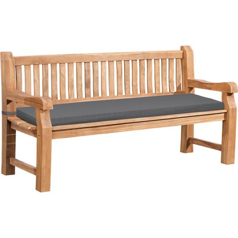 Gartenbank Teakholz Daxon mit Sitzkissen dunkelgrau 180 cm