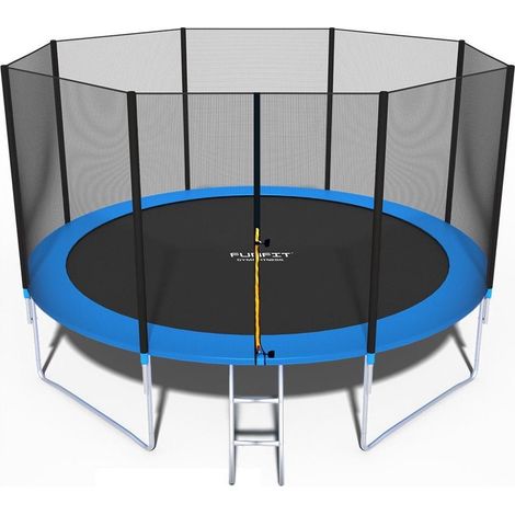 Trampoline - 404 cm - avec filet & échelle - jusqu'à 150 kg (1/4)