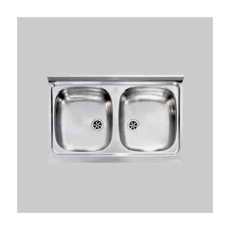 Lavello inox due vasche 80x50 cm