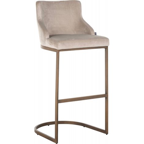 Chaise de bar Bolton CHR - Taupe et pieds brossés or (1/5)