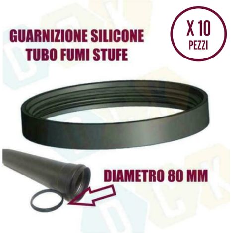 10 PEZZI Guarnizioni Silicone   80 mm NERO Tubo Fumi PELLET Resistente fino a 260o   80 mm