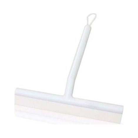 Raclette de douche en silicone avec crochet (blanc) Essuie-glace anti-rayures pour verre, plastique, carrelage de salle de bain – Brosse double face et design de rebord (1/4)