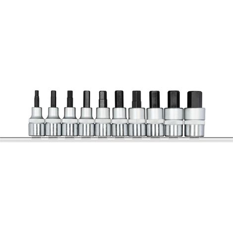 GEDORE red R62558010 Schraubendrehereinsätze 1/2 +Leiste 10-teilig