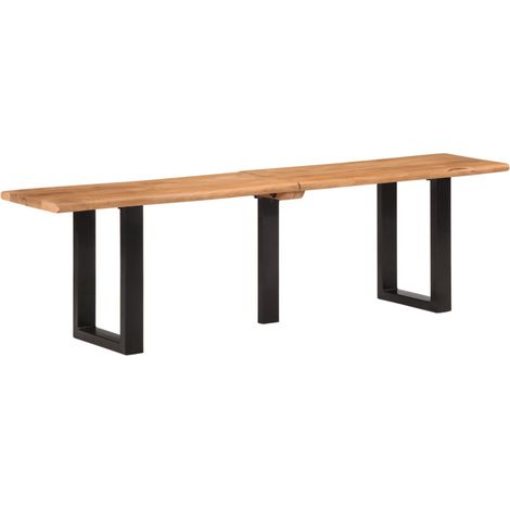 Banc design rustique 160 cm bois d'acacia massif et acier brun DEC024693 (1/4)