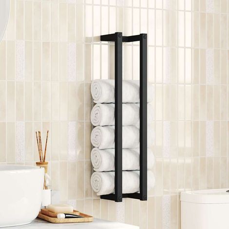 vidaXL Toallero de hierro negro 12,5x12,5x60 cm (1/5)