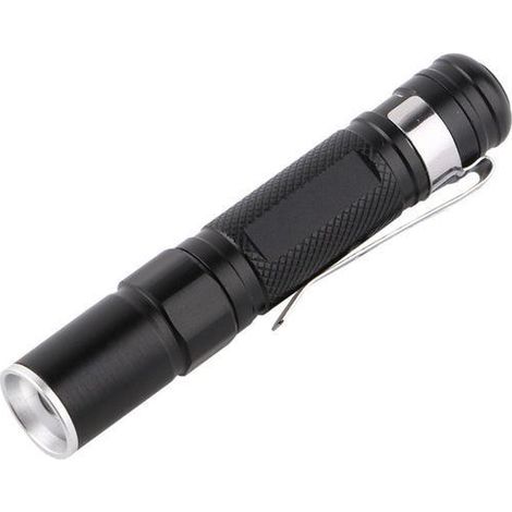 Lampe de poche télescopique portable ultra-lumineuse en alliage d'aluminium, mini lampe de poche LED avec clip pour stylo, sans piles (1/5)