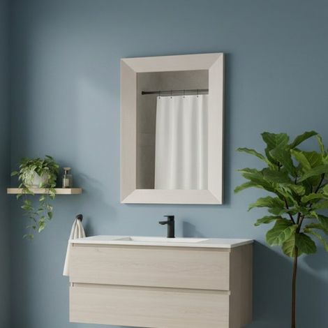 Specchiera Loto Rettangolare con Cornice larice beige 102x65 cm. – Eleganza Naturale per Ogni Ambiente