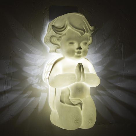 Veilleuse ange imprimée en 3D pour Pâques, veilleuse d'ambiance festive, fonctionne sur piles ou secteur, applique murale décorative pour cour.