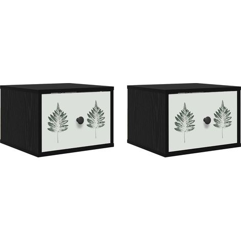 Maison Exclusive - Mobiletto da comodino a parete HANAU 2 pz Rovere Nero (1/5)