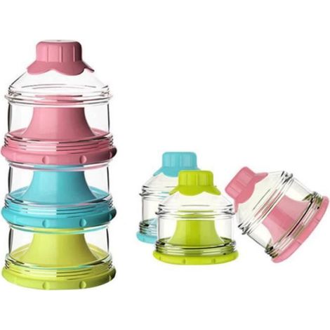 Distributeur de Lait en Poudre pour bébé, Doseur de Lait Bebe, 3 Couches, préparation pour bébé empilable, boîte CONSERVATION REPAS (1/4)