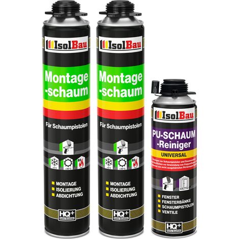 IsolBau Pistol Mounting Foam B2 Montageschaum 2 x 750 ml 1 x Cleaner (1/5)