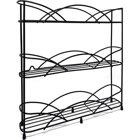 Étagère à épices de cuisine 33 x 6,5 x 34 cm - Porte-épices noir - Comprend 2 ventouses, idéal pour ranger épices et herbes, peut contenir 21 pots. (1/5)