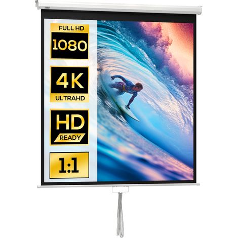 Homcom – Écran de projection 85 pouces 4K HD – Format 1:1 – Mécanisme de verrouillage automatique – Surface sans plis et facile à nettoyer