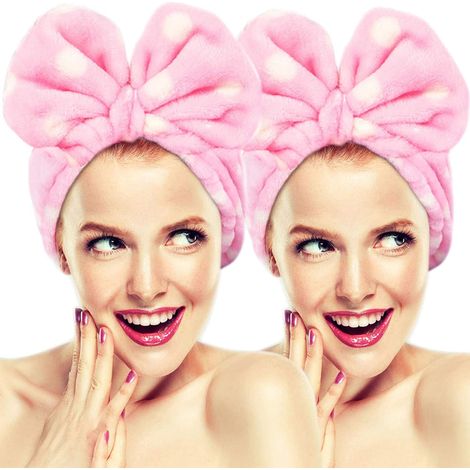 Set de deux serre têtes avec nœud pour soin du visage et maquillage accessoire de beauté élégant et doux