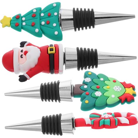 4 bouchons de vin - inox/silicone - étanche - réutilisable (1/5)