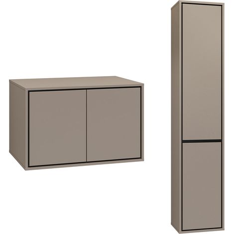 Ensemble meuble sous-vasque 80 cm et colonne Sophéa Taupe (1/5)