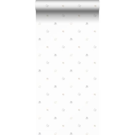 papier peint empreintes de pattes beige, gris et blanc - Sanders & Sanders (1/5)
