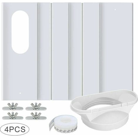 Kit de Fenêtre pour Climatiseur Portable, avec Coupleur Universel Panneau en PVC Renforcé Réglable Joint de Fenêtre Kit d'Aération de Fenêtre AC pour Coulissante pour 10cm Tuyau d'Échappement (1/5)
