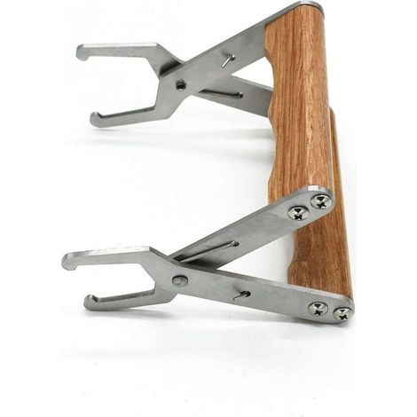 Honeycomb frame clamp – bee frame support, stand and lifting device made of stainless steel with wooden handle, suitable for beekeepers (1/4)