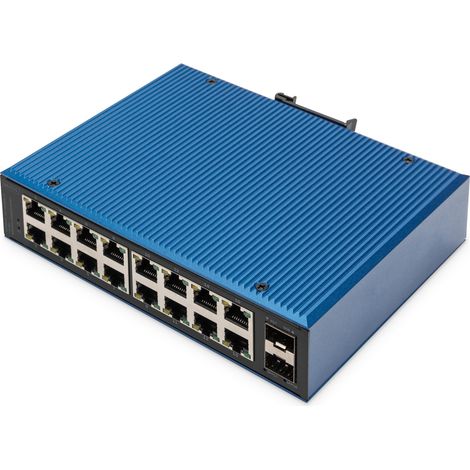 Digitus Switch di rete Gigabit Ethernet a 16 porte, industriale, non gestito, 2 Uplink SFP (1/4)