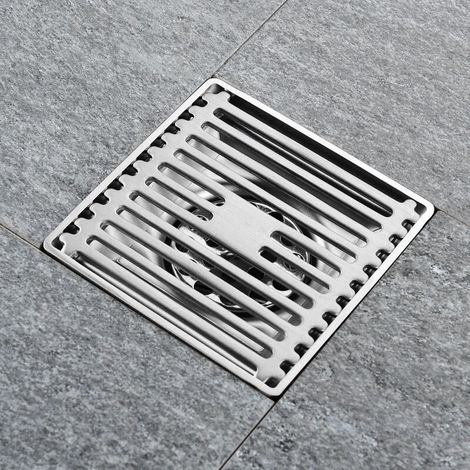Grille à déchets de sol carré en acier inoxydable, drain de salle de bain, évier de cuisine, passoire de salle de douche 15cm (1/5)
