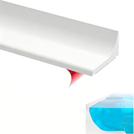 Shower Threshold Water Dam, Anti Overflow Shower Barrier, Shower Door Seal, Shower Water Barrier, For Kitchen, Bathroom, White, 100 cm (1/5)