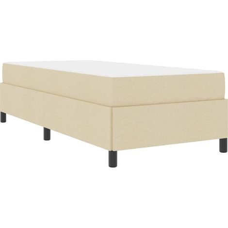 Lit simple,Lit adulte,Lit à ressorts Crème, Noir 90 x 200 cm Tissu, Bois Engineered (1/5)